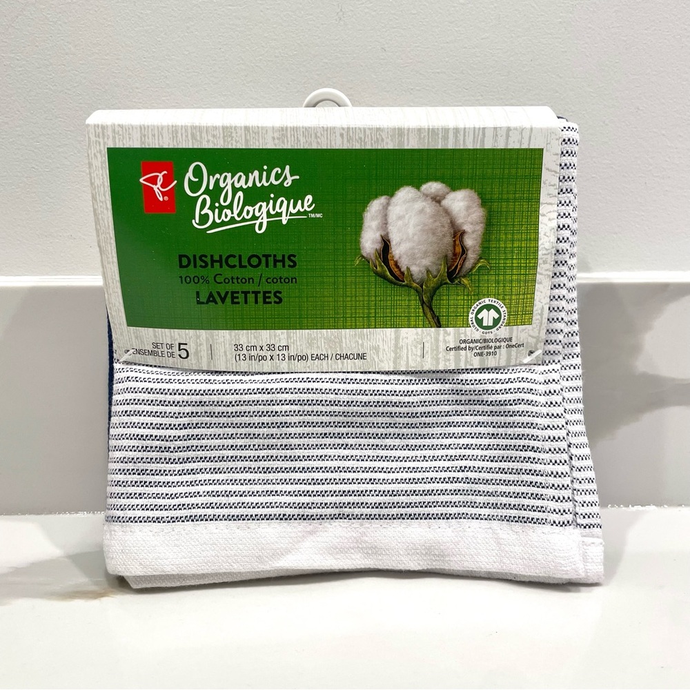 🟠5/$25 NEW President’s Choice Organics 100% Cotton Dishcloths